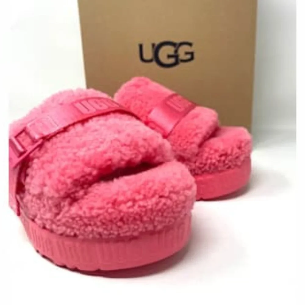 UGG FLUFFITA Slides Pink Fluffy Platform Summer Flip Flop Women's 1113475 SSBT - Picture 2 of 11